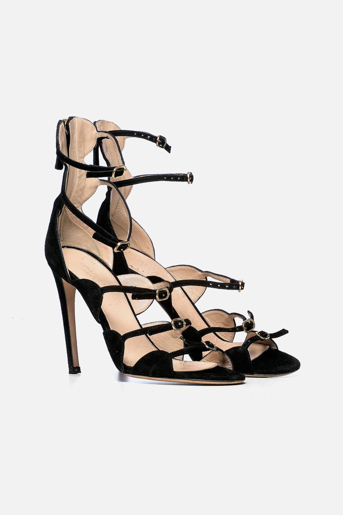SUEDE OPEN TOE STRAPPY SANDALS