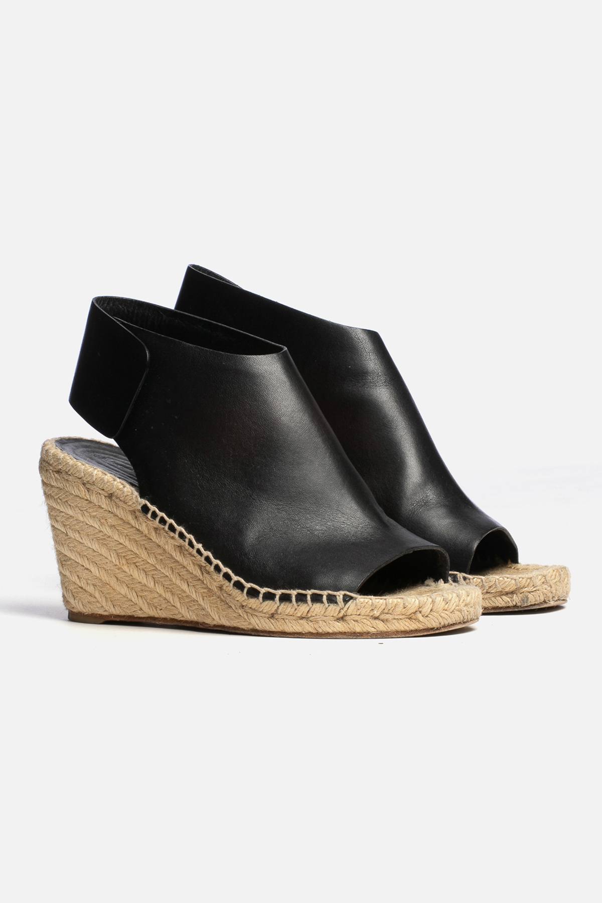 LEATHER ESPADRILLE WEDGES