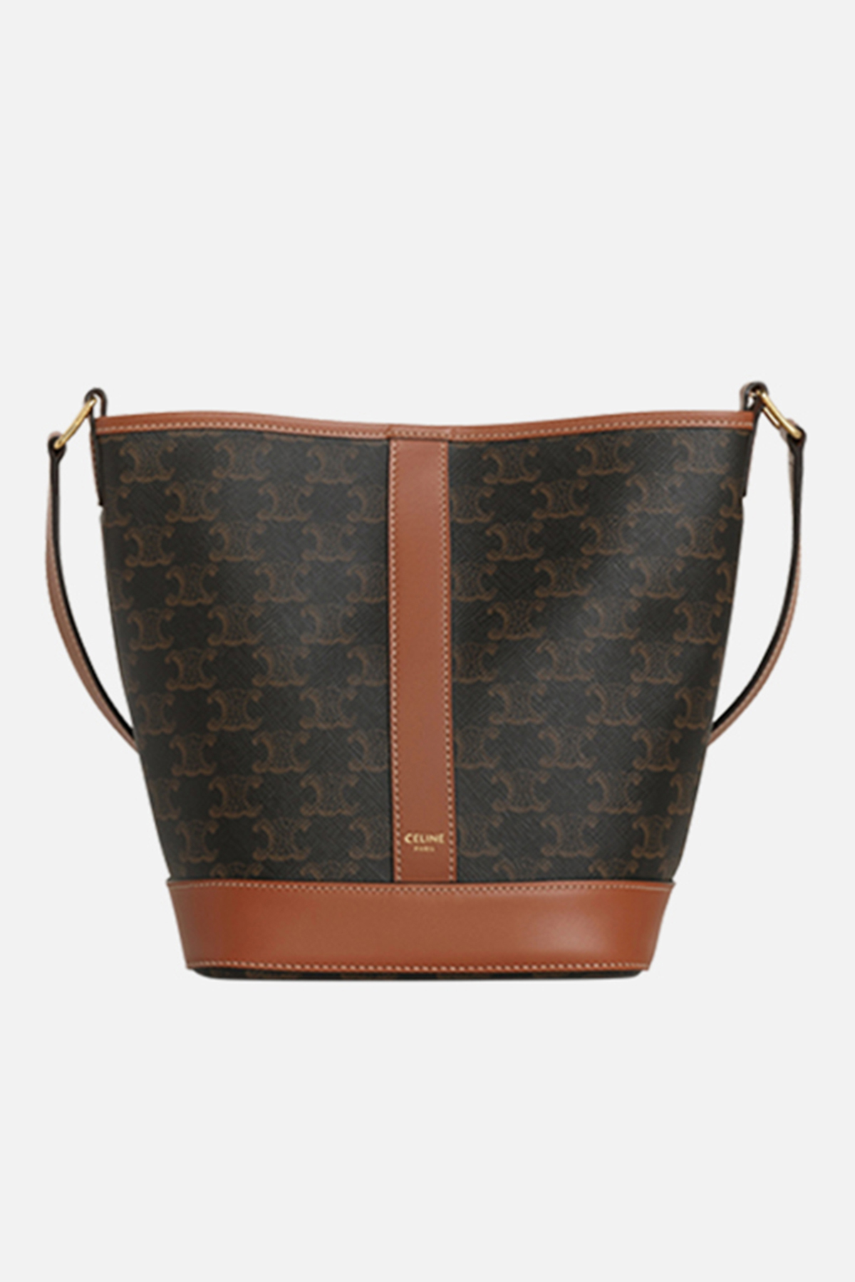 SMALL BUCKET IN TRIOMPHE CANVAS AND CALFSKIN TAN
