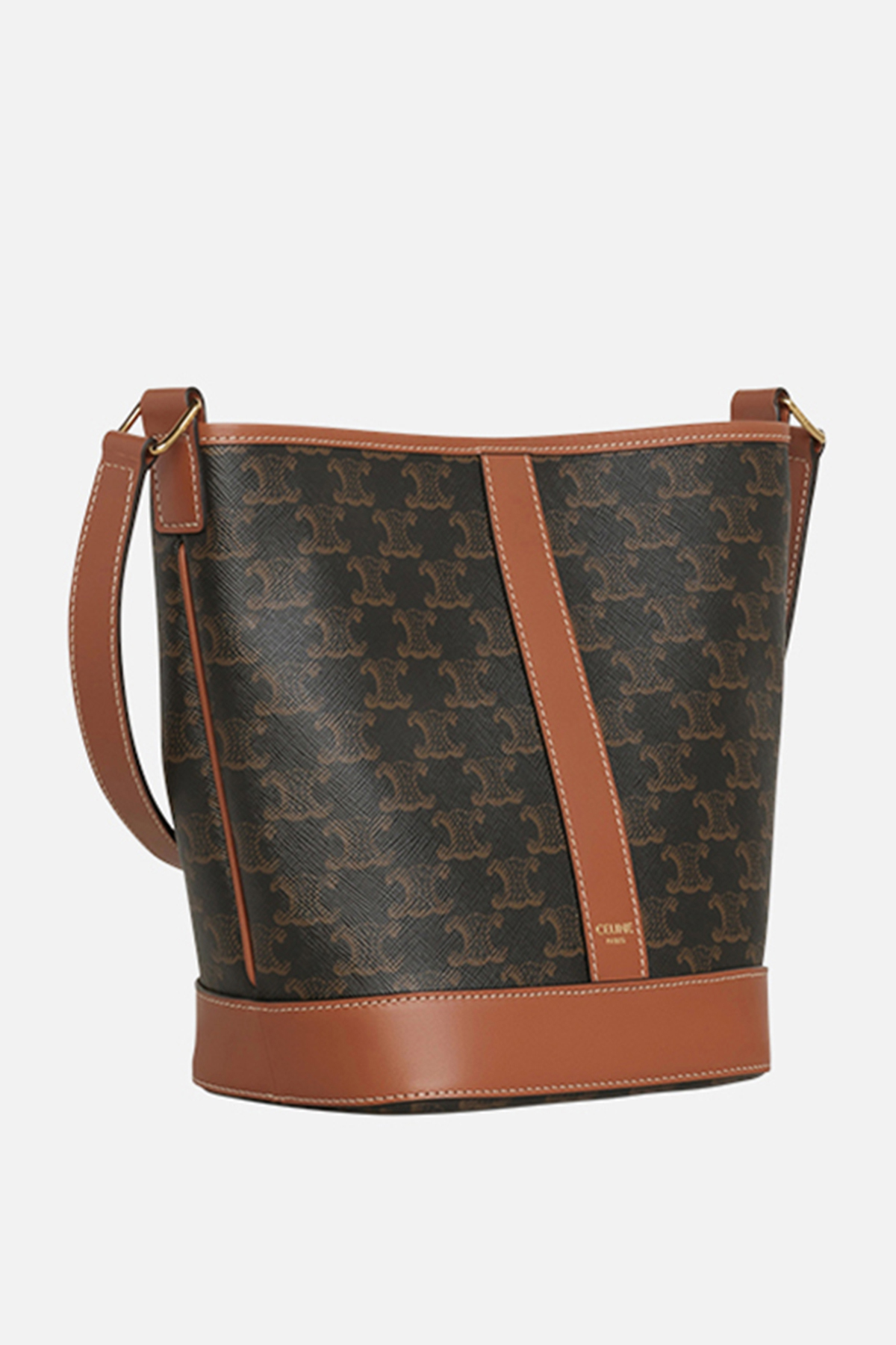 SMALL BUCKET IN TRIOMPHE CANVAS AND CALFSKIN TAN - Image 2
