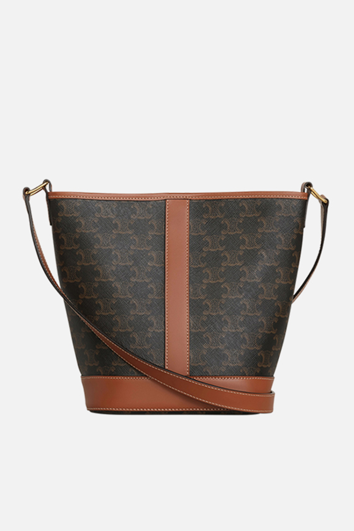 SMALL BUCKET IN TRIOMPHE CANVAS AND CALFSKIN TAN - Image 3